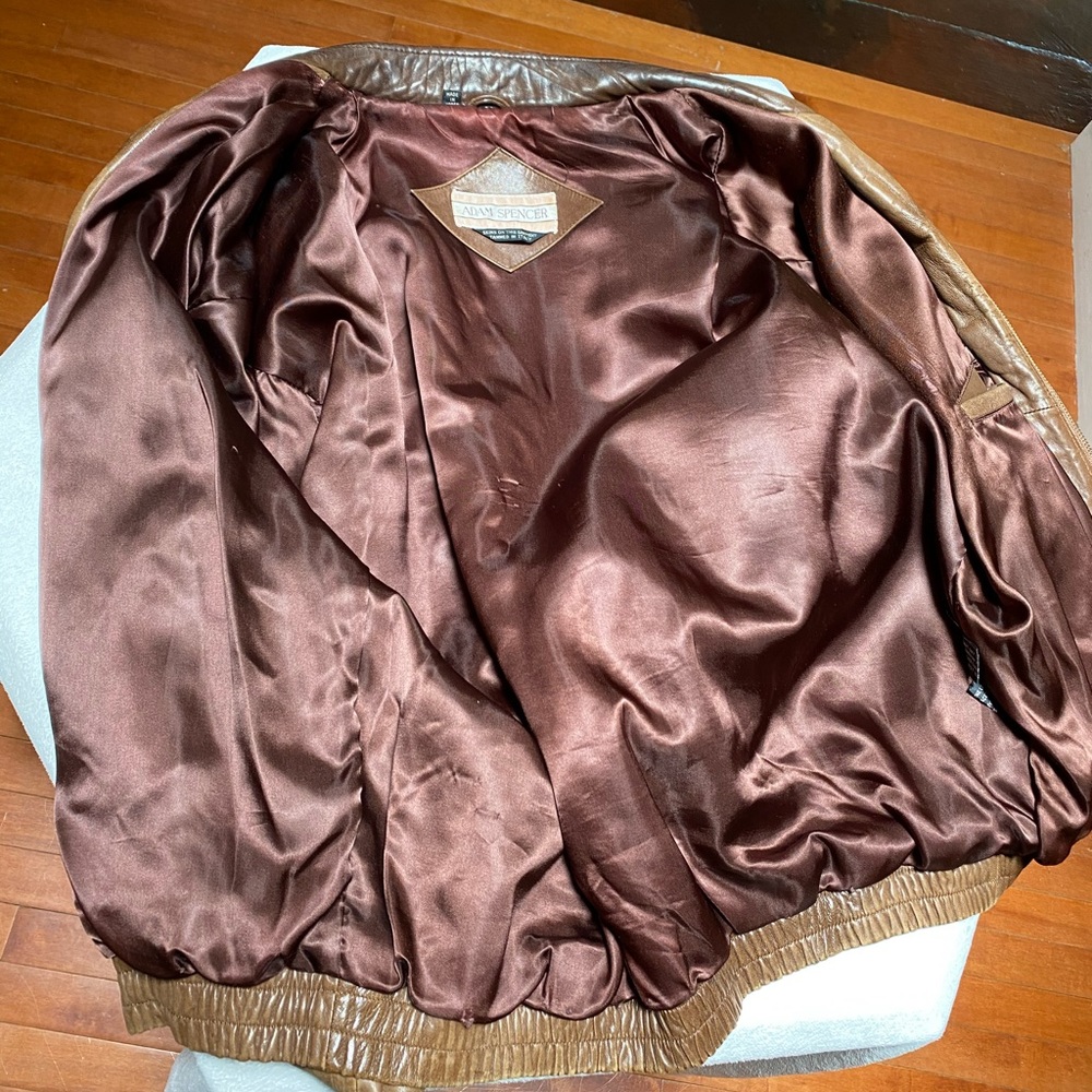 Brown Leather Aviator Bomber Jacket - image 4